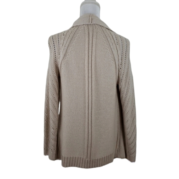 NYDJ Chunky Open Front Cardigan Sweater Womens Size XS Wool Blend Beige. - Picture 7 of 11